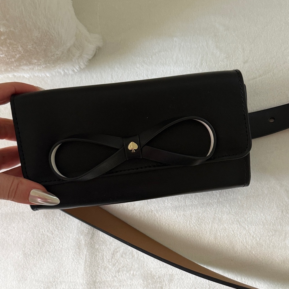 Black Leather Bow Belt Bag Kate Spade 100% authentic rare sold out everywhere!!